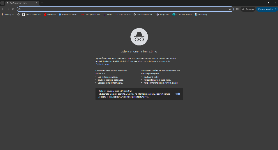 anonymni okno - bez cookies